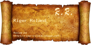 Riger Roland névjegykártya